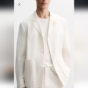 Zara Men's White Relaxed Fit Blazer